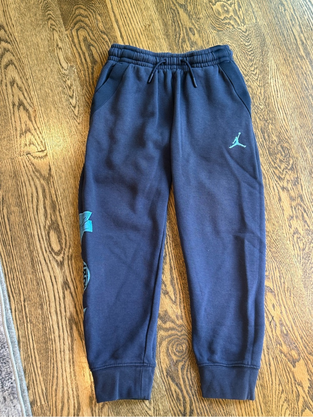 Jordan Boys Navy Sweat Joggers with Teal Jumpman